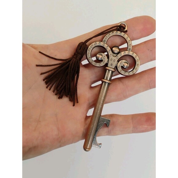 Wedding Favor Skeleton Key Bottle Opener Antique Copper Finish New In Gift Box - Picture 4 of 13